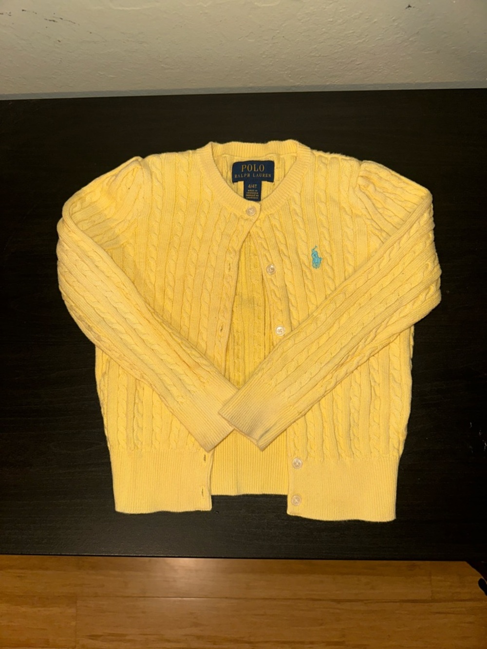 Polo Ralph Lauren Kids Yellow Cable-Knit Crew Cardigan